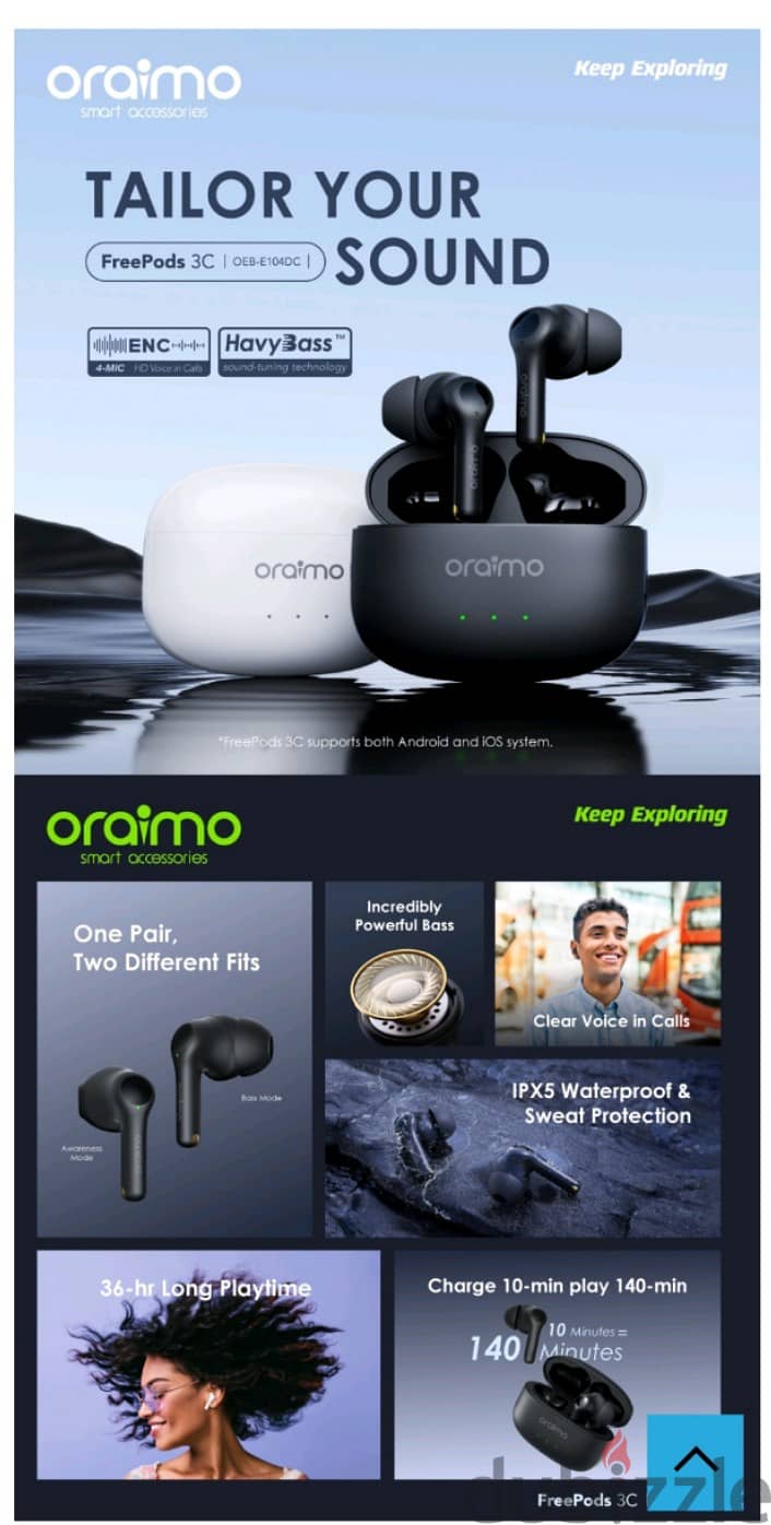 سماعات اورايمو جديدة متبرشمة Oraimo freepods 3C 1