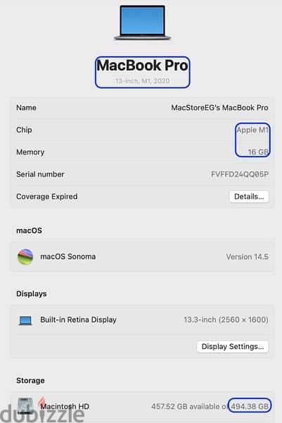 MacBook Pro M1 16 Ram / 512 5