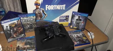 Ps4 slim 500 GB و معاه ٥ اسطوانات و عليه العاب 0