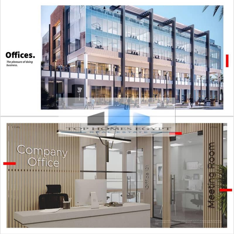 Office for Sale 275 sqm in installments semi-finished in Three Sixty Mall - New Cairo / وحدة إدارية للبيع نصف تشطيب بالتقسيط في مول ثري سيكستي 2