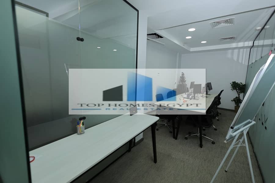 Office for rent 350 sqm fully finished in a prime location South 90th / مكتب إداري للإيجار تشطيب كامل بموقع مميز علي التسعين الجنوبي 9