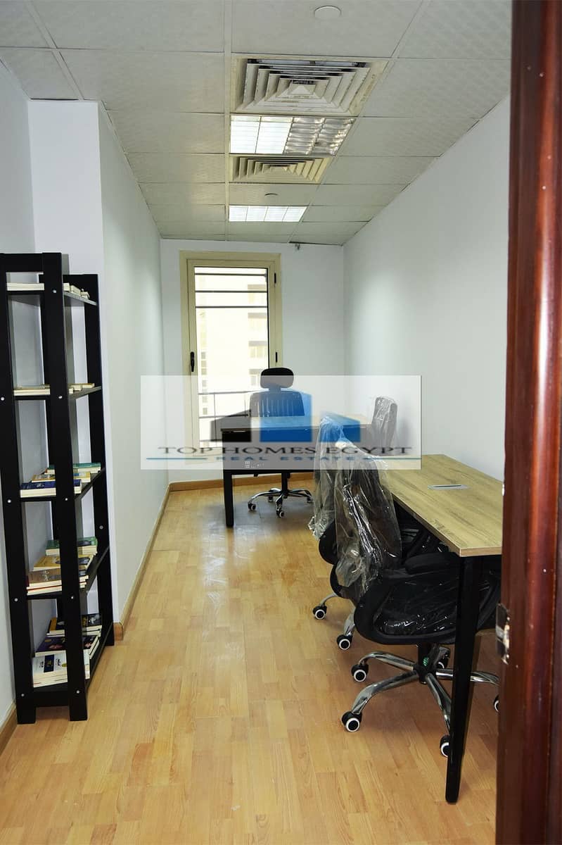 Office for Rent 600 sqm finished with ACs in a prime location in South Teseen / مكتب إداري للإيجار متشطب بالتكييفات موقع مميز علي التسعين الجنوبي 9