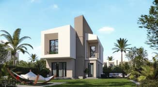 Book your villa in the Origami Golf phase in Taj City Compound on the Suez Road, a 175-square-meter independent villa, 3 floors, a distinctive divisio