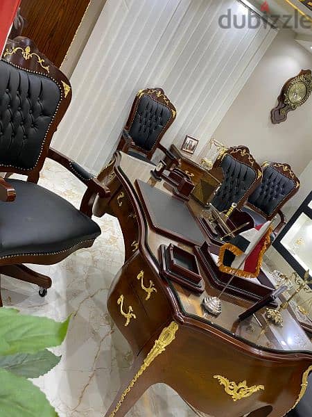 مكتب كلاسيك فرنساوي بايوه خشب زان احمر مطعم بنحاس  -office furniture 11