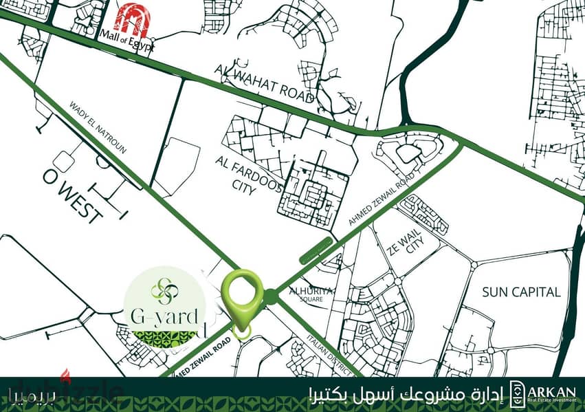 Shop for sale, land on Ahmed Zewail main road in October Gardens 2