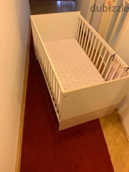 سرير أطفال ابيض - white baby bed 1