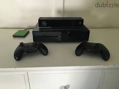 Xbox 1 with kinect and 2 controllers and 3 games - اكس بوكس ١