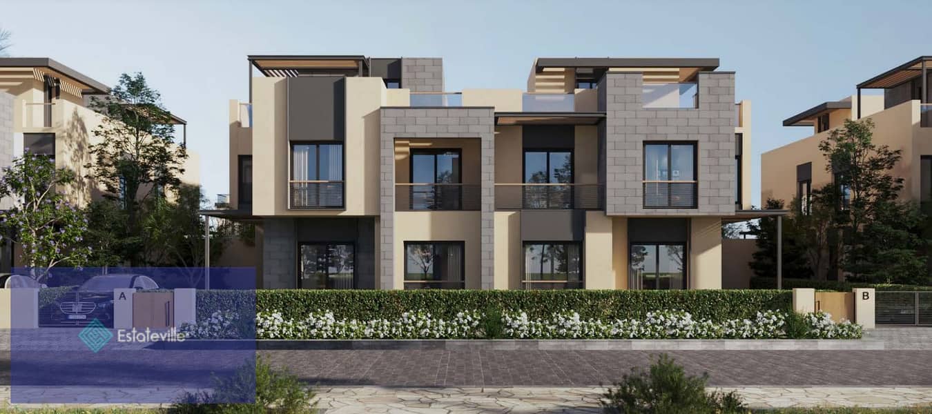 Townhouse Corner for sale in installments over 8 years next to Palm Hills Golf Extension and Gezira Club 8