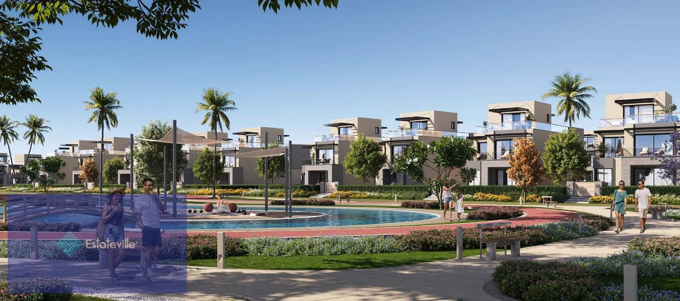 Townhouse Corner for sale in installments over 8 years next to Palm Hills Golf Extension and Gezira Club 11