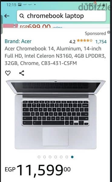 لاب كروم بوك ايسر Acer Chromebook 14 inch CB3 431 1