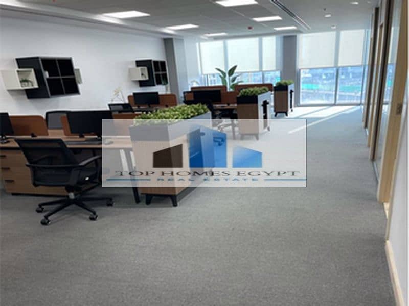 Office space for rent 120 SQM fully finished with ACs in South 90th / مكتب إداري للإيجار متشطب بالتكييفات علي التسعين الجنوبي - التجمع الخامس 5