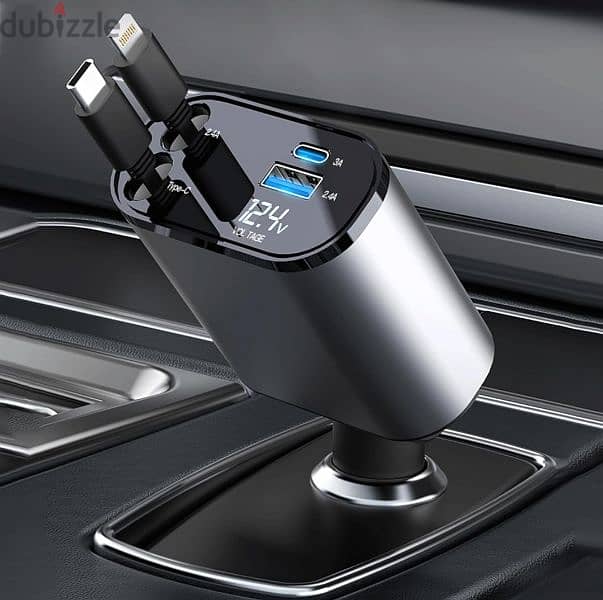 Retractable Car Charger with 100W 4