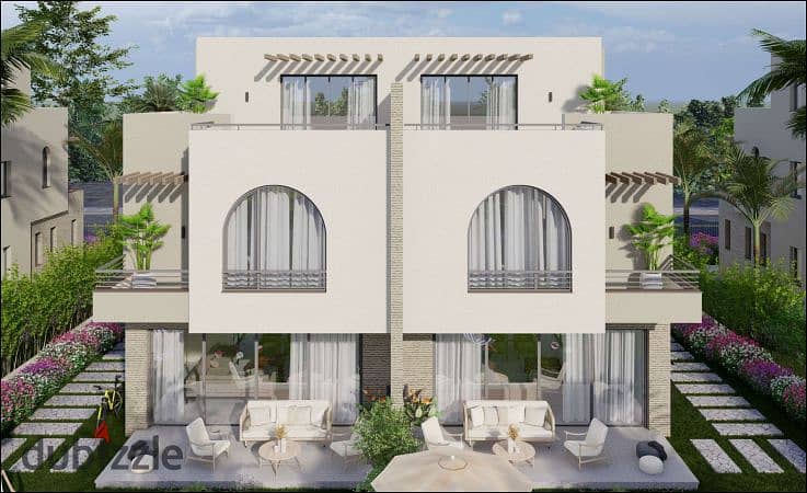 Twin house for sale, prime location on Lagoon, direct view, in the largest project in New Alamein City, Marina 8 by the Lake 1