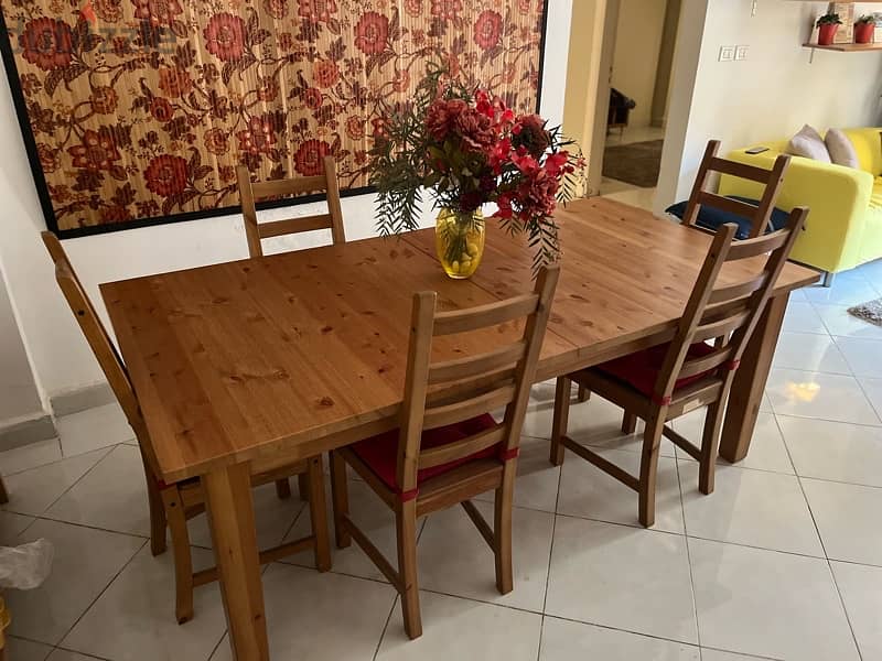 سفرة ايكيا 3 متر ستة كراسي،   ikea 3m dining table with 6 chairs 6