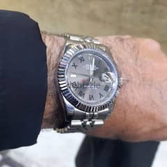 Rolex date just silver mirror original 
sapphire crystal