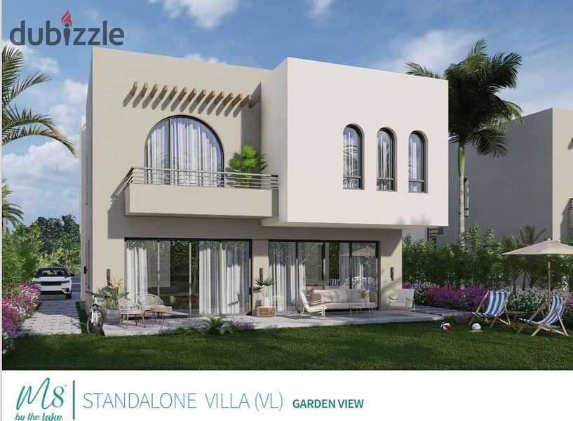 Standalone villa, first row on the lagoon, in the largest mega project in Marina 8, El Alamein (Marina 8 by the Lake), at the first offer price 5