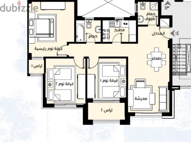 Apartment for sale at Madinaty 107m — شقة بمدينتي للبيع ١٠٧ م B14 3