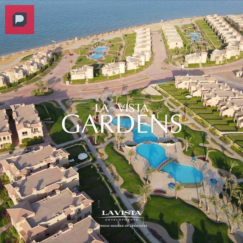 Chalet for sale immediate delivery full sea view ready for inspection La Vista Gardens Ain Sokhna fully serviced in the village near Porto 3