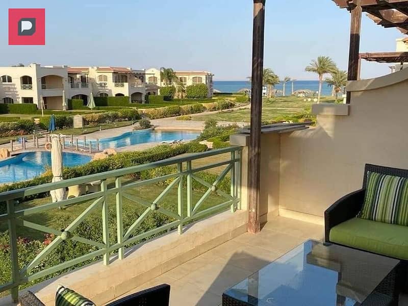 Chalet for sale immediate delivery full sea view ready for inspection La Vista Gardens Ain Sokhna fully serviced in the village near Porto 18