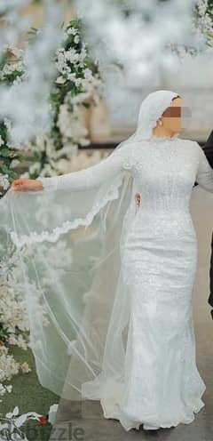 wedding dress with extension & veil 0