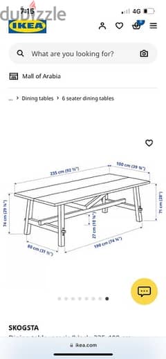 SKOGSTA Dining table, acacia/black, 235x100 cm