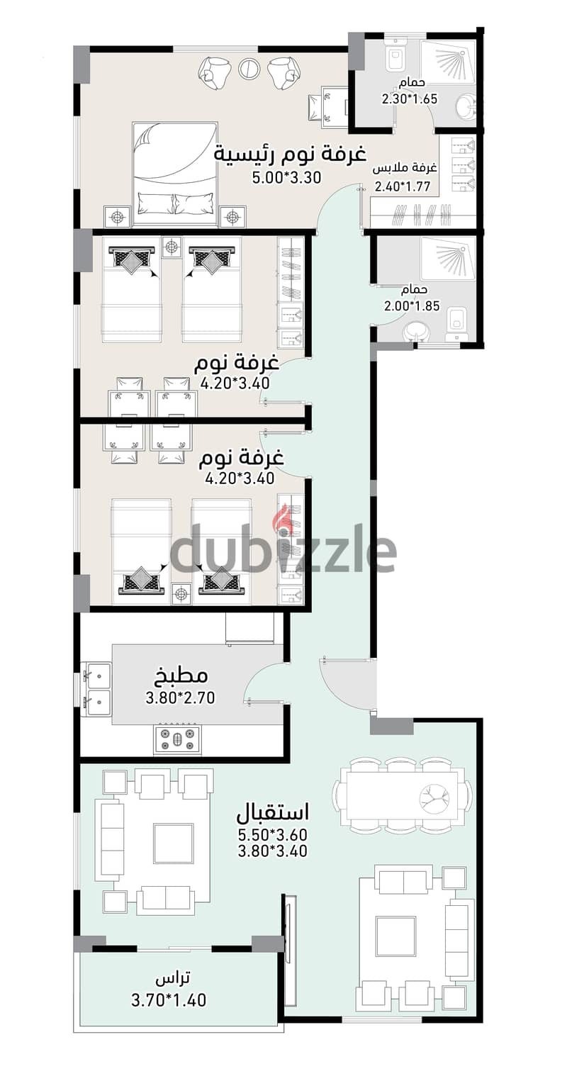 شقة للبيع ع حديقة  فى النرجس الجديدة 175م تقسيط 5 سنواتApartment sale 2