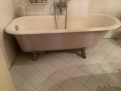 Rare antique Victorian bathtub with real brass lion feet