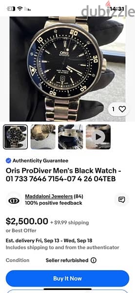 Oris automatic . Swiss made 49m 10