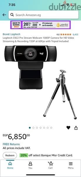 Logitech C922 PRO HD STREAM WEBCAM 1080 /30 FPS 2