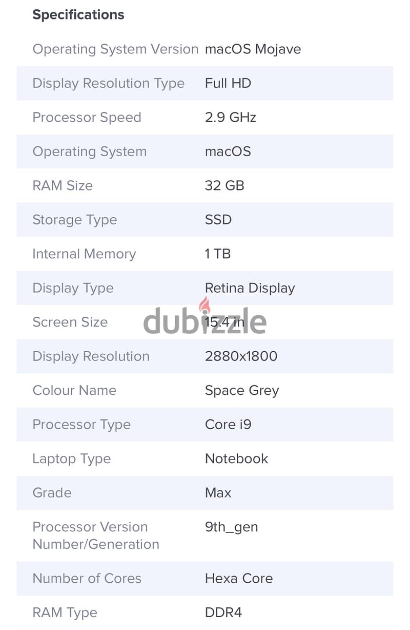 بأرخص سعر في مصر Macbook Pro A1990 15.4 Inch - Core i9 Processor 7