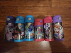 Thermos water bottles (6) + 2 new changeable straws