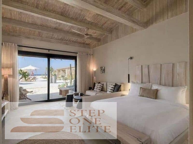 Chalet (two rooms) with the lowest down payment for sale, super luxurious, finished, on the sea, in Seashore North, North Coast 6