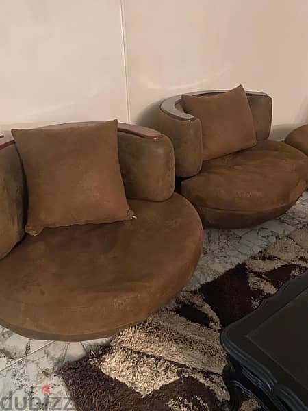 brown living room غرفة معيشة خشب طبيعي 1