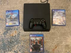 Playstation 4 Slim - 500 GB + دراع أصلي و 4 ألعاب