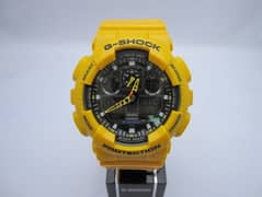 G-Shock Watch for Men, Quartz, Analog-Digital, Yellow Resin Strap