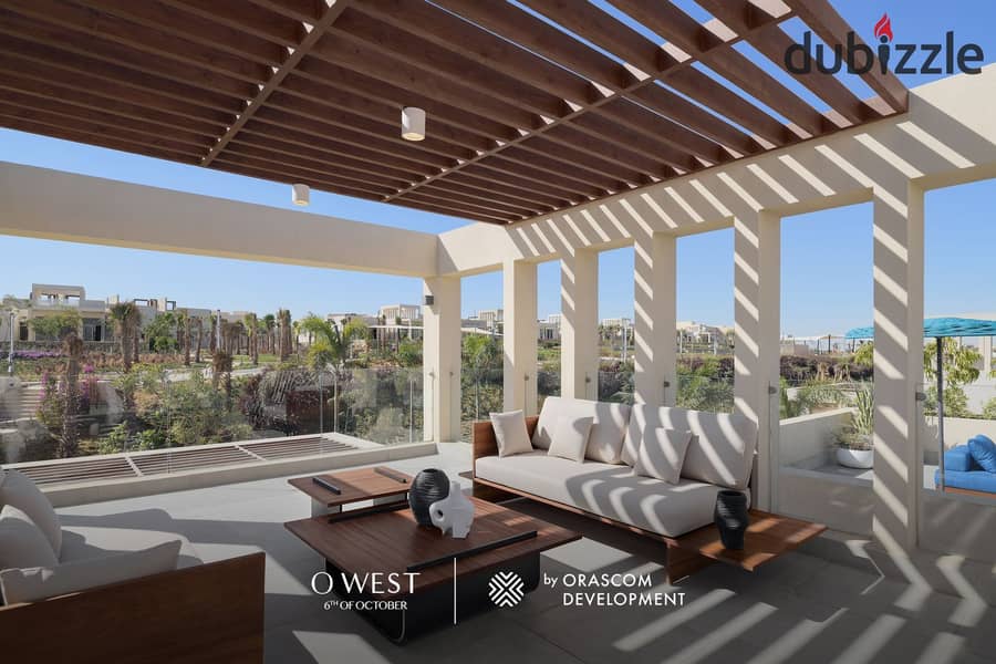 Own a duplex with a landscape view in O WEST Samih Sawiris, with installments over 9 years, Prime Location Direct, on Al Wahat Road 27