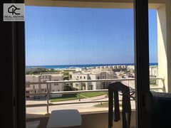 For sale in Amwaj North Coast in the strongest Sabbour projects, a 105m chalet, first floor, sea view, prime location , fully finished, cash price ne