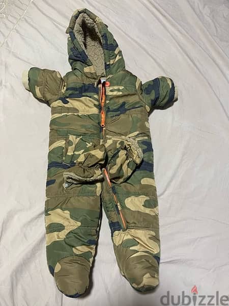 Baby Gap Khaki Camouflage Unisex Puffer Snowsuit One Piece 2