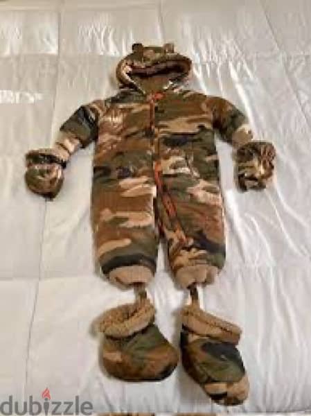 Baby Gap Khaki Camouflage Unisex Puffer Snowsuit One Piece 3