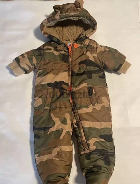 Baby Gap Khaki Camouflage Unisex Puffer Snowsuit One Piece 4