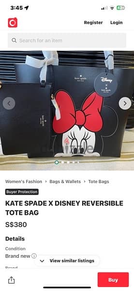 Kate Spade New York X Disney Reversible Minnie Tote with Wristlet 7