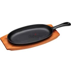 Cast Iron Sizzling Plate with Wooden Base