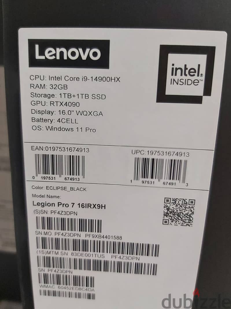 Lenovo Legion 7 pro - i9 14900HX - RTX 4090 - 32GB - 2TB ssd 2