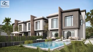 Town villa corner 210m for sale prime location view landscape in creek town new cairo direct on suez road beside rehab city