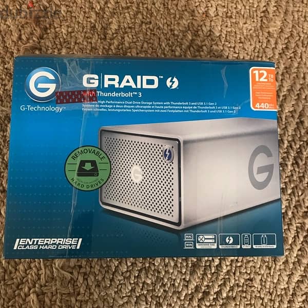 g raid 12tb hard drive thunderbolt 3 440m usb 3.1 gen2 4