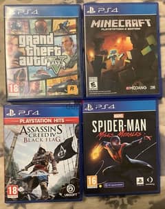 GTA V + Minecraft + Spider-Man miles morales + Assassin’s creed IV PS4