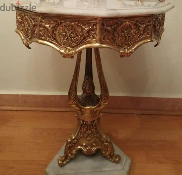 amazing copper table with marble top 1