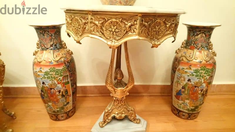 amazing copper table with marble top 2