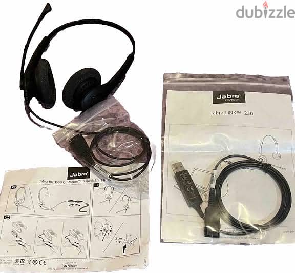 Jabra biz 1500 QD duo headset with Jabra link 230 usb 3