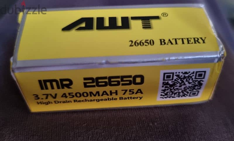 بطاريات 26650 AWT 3.7V 4500MAH 75A جديدة لم تستخدم متوفر ٣ قطع 2